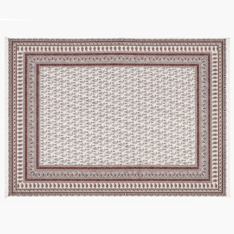 رومیزی قلمکار زابلیان مدل ممتاز طرح هزار بته کد 280p220FullPaisley-White-XXXL