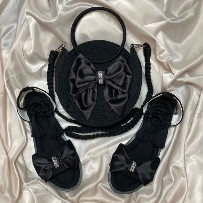 ست کیف و صندل زنانه مدل مکرومه کد S03