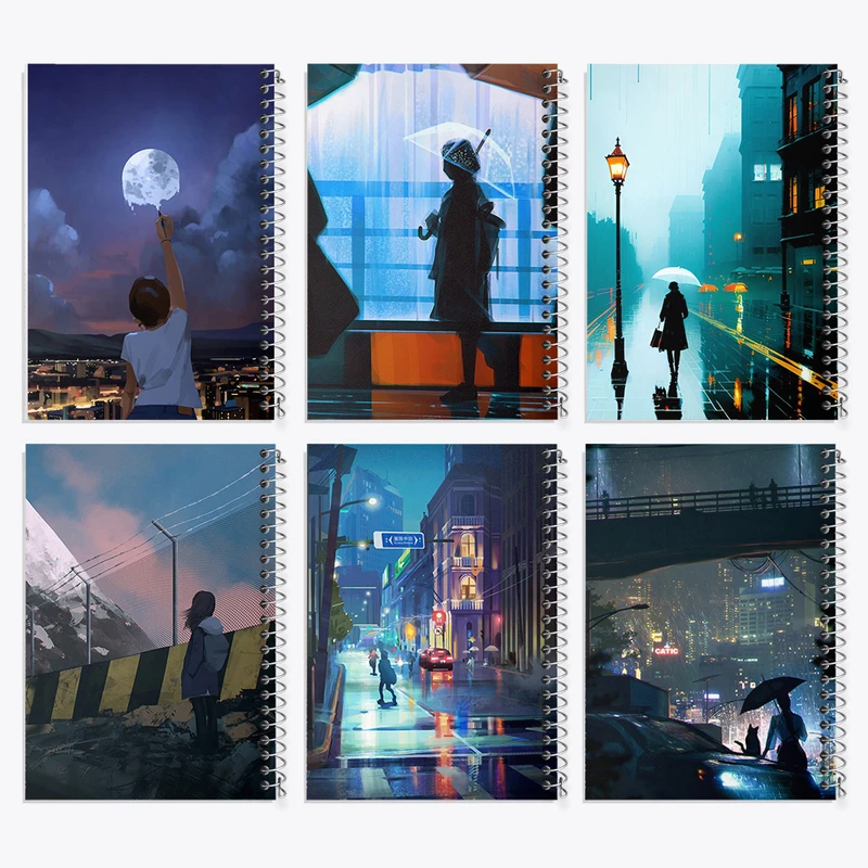 دفتر مشق 100 برگ خندالو طرح دختر و باران کد 976 مجموعه 6 عددی