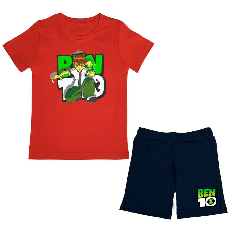 ست تی شرت و شلوارک پسرانه مدل ben10 RD