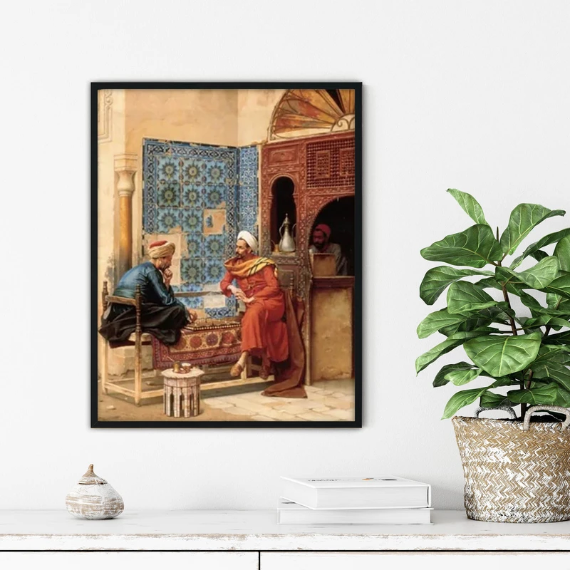 تابلو آتریسا طرح نقاشی کلاسیک مدرن مدل ATFHB40 فریم مشکی 