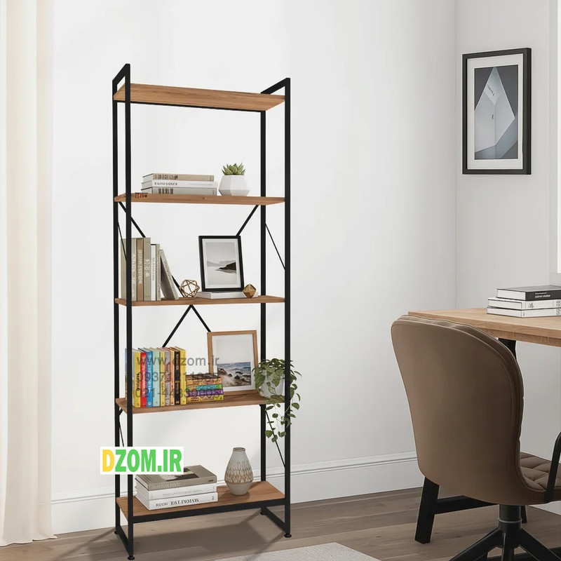 کتابخانه پنج طبقه دیزم مدل مونتاژی LIB_60×180_LIGHT