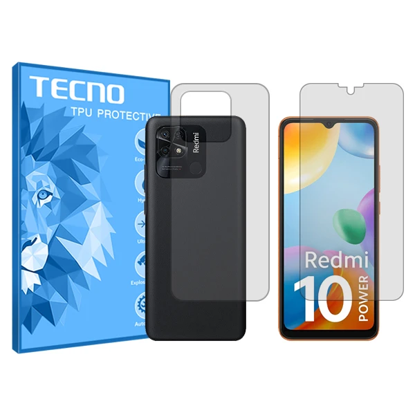 محافظ صفحه نمایش شفاف تکنو مدل HyGEL مناسب برای گوشی موبایل شیائومی Redmi 10 Power به همراه محافظ پشت گوشی
