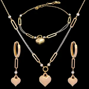 نیم ست طلا 18 عیار زنانه طلای مستجابی مدل قلب لیرا 1840 کد 85632