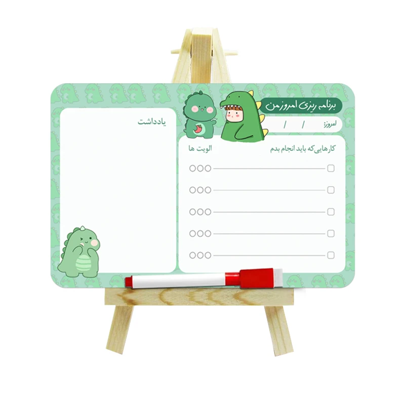تخته وایت برد جیک جیک مدل w01 سایز 10×15 سانتی متر به همراه پایه و ماژیک
