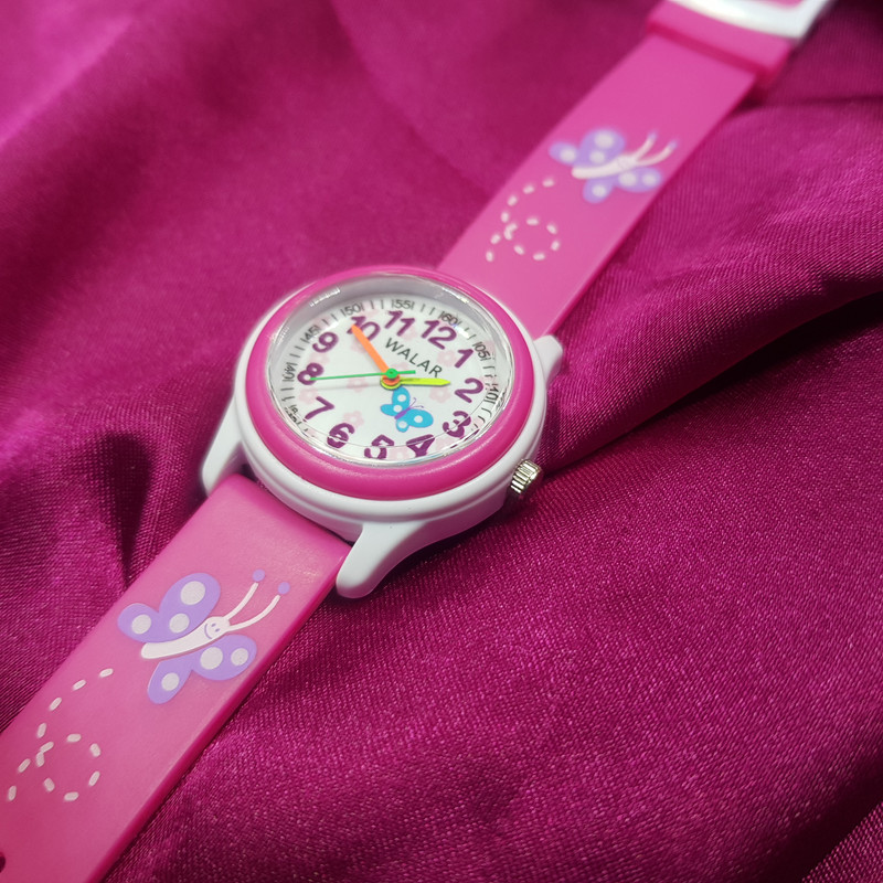 ساعت مچی عقربه ای بچگانه والار مدل ضدآب طرح پروانه کد 20