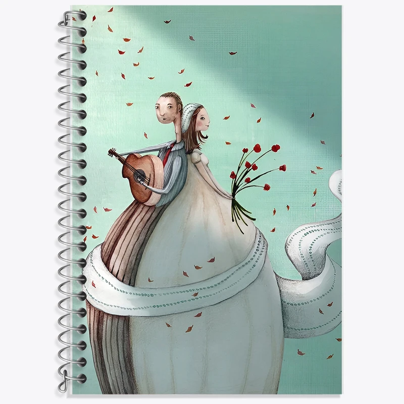 دفتر زبان 50 برگ خندالو مدل سه خط طرح عروس و داماد کد F7415