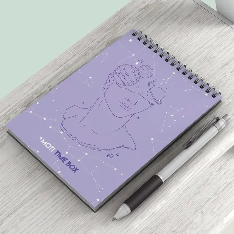 دفتر برنامه ریزی 50 برگ موتی طرح کهکشانی مینیمال مدل تایم باکس