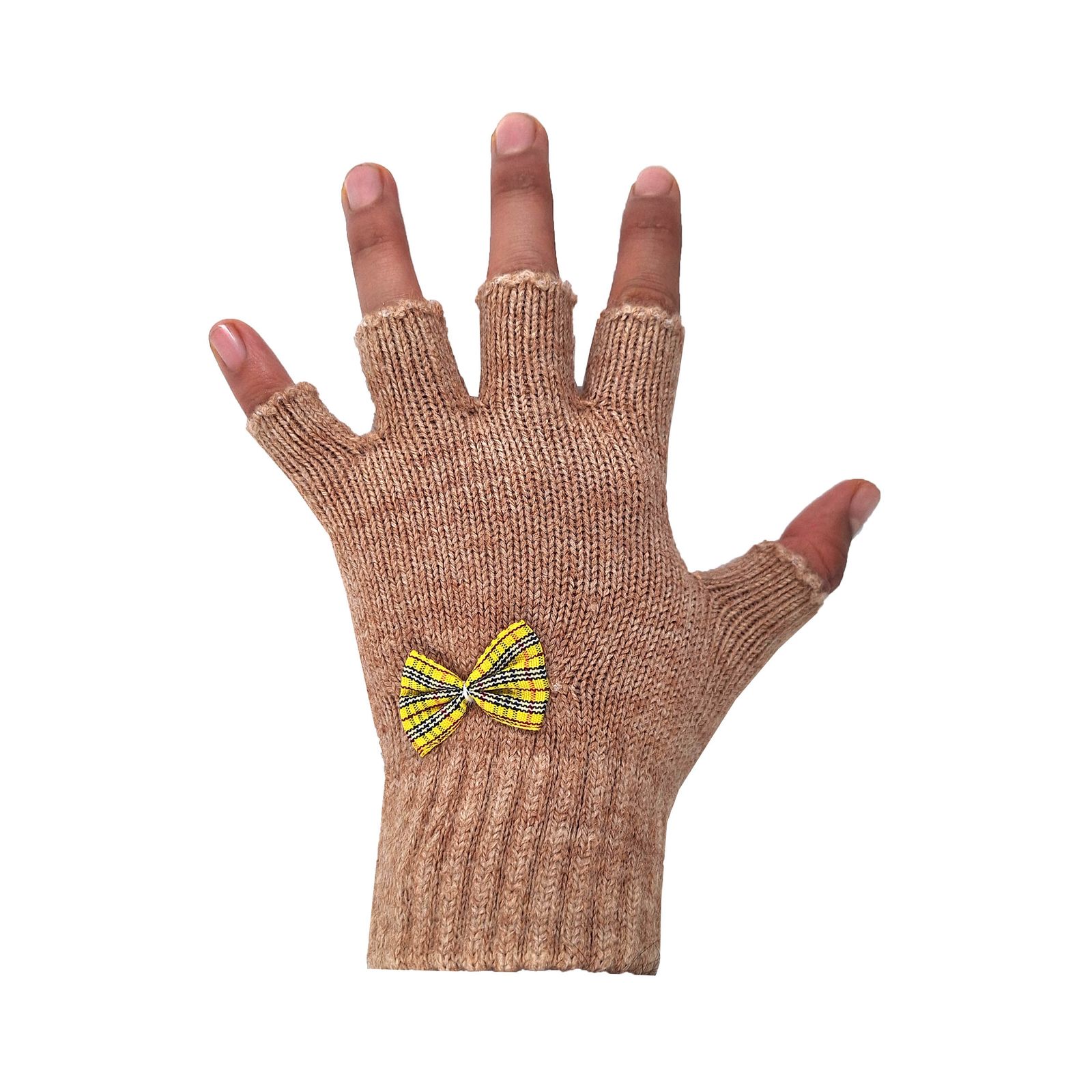 دستکش بافتنی دخترانه نیم انگشتی طرح پاپیون کد 1094 -  - 9