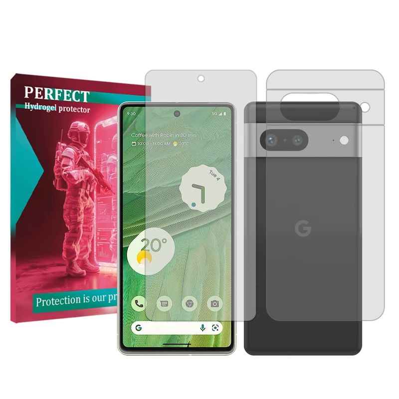 محافظ صفحه نمایش شفاف پرفکت مناسب برای گوشی موبایل گوگل Pixel 7 به همراه محافظ پشت گوشی