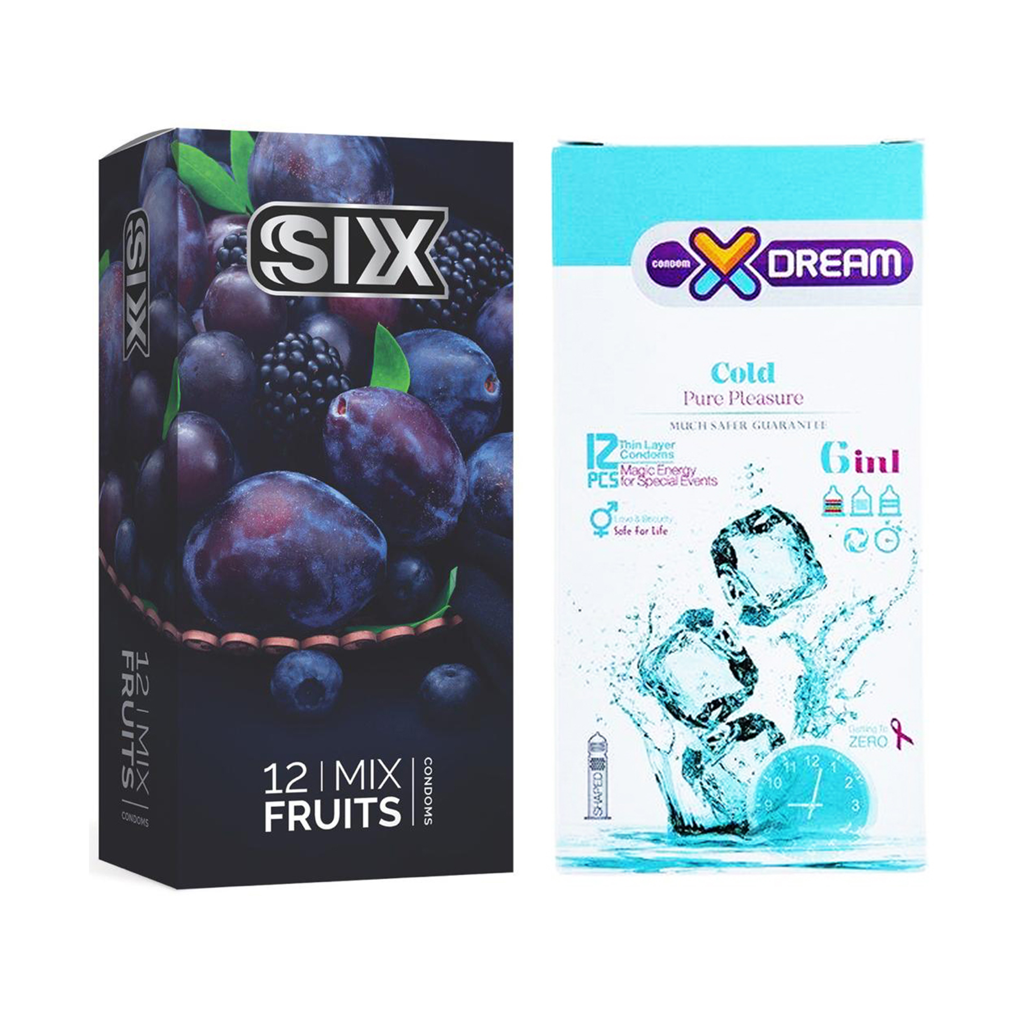  کاندوم سیکس مدل Mix Fruits بسته 12 عددی به همراه کاندوم ایکس دریم مدل Cold بسته 12 عددی