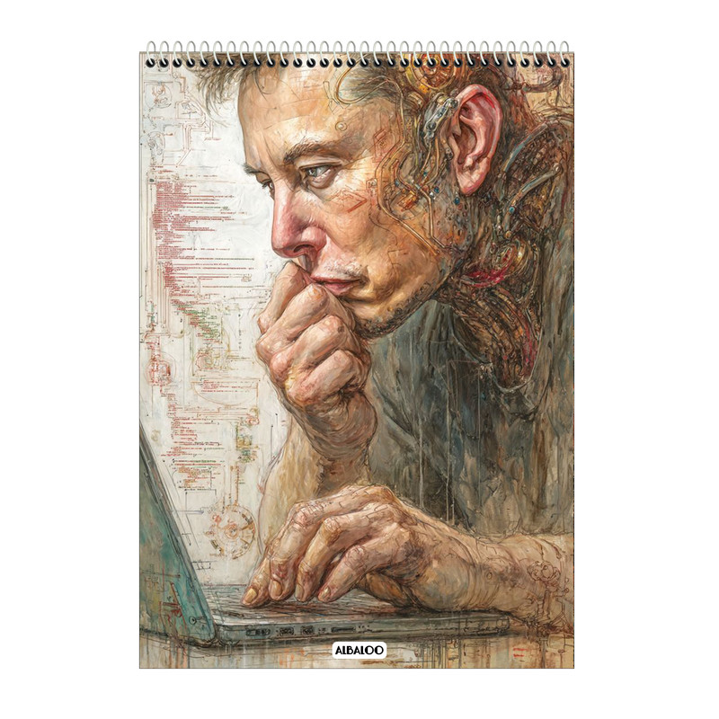 دفتر شطرنجی 100 برگ آلبالو طرح ایلان ماسک کد 5018