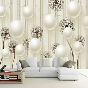 پوستر دیواری سه بعدی مدل قاصدک گوی زمینه راه راه DVRF1473