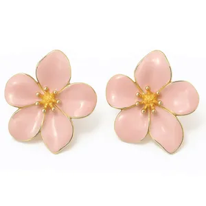 گوشواره میخی زنانه مدل میناکاری گل