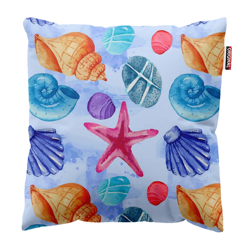 کوسن پاد آفرین مدل دریا صدف ستاره دریایی کد PK301917 سایز 30*30 سانتی متر