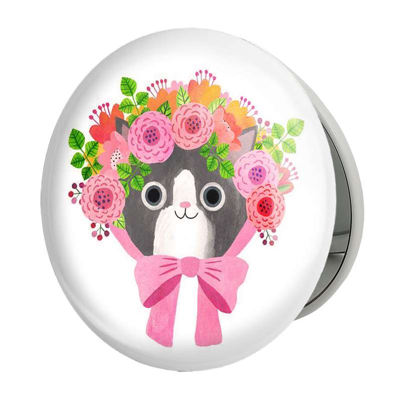 آینه جیبی خندالو طرح گربه مدل تاشو کد 5207