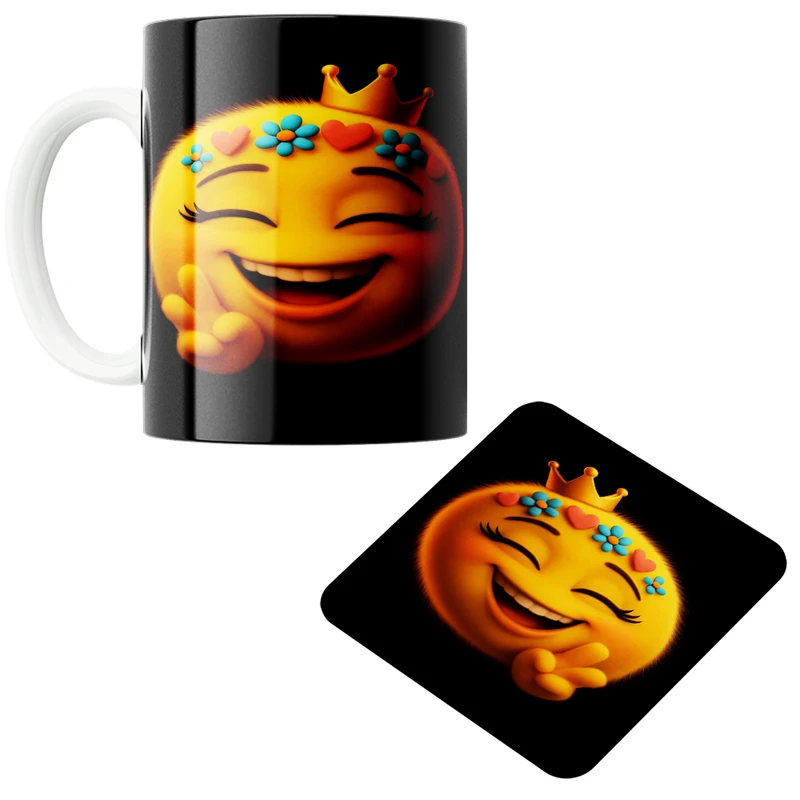 ماگ پاد آفرین مدل ایموجی کد 27 به همراه زیر لیوانی