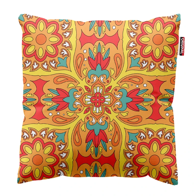 کوسن پاد آفرین مدل سنتی طرح گلیم فرش کد PK402069 سایز 40*40 سانتی متر