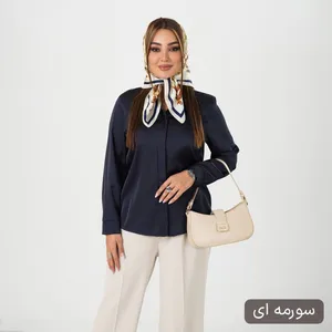 شومیز زنانه ساتن بیسیک السانا مدل شاوان کد 2049، آستین بلند، یقه برگردان، بسته‌شدن دکمه‌ای، قد روی باسن، تنخور معمولی، مناسب روزمره و مجلسی