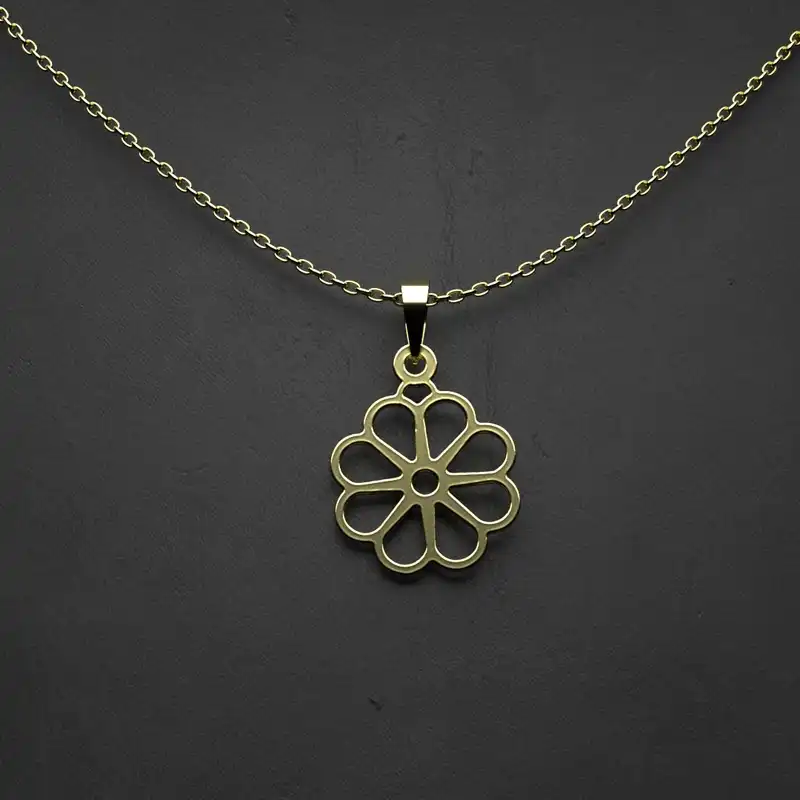 گردنبند طلا 18 عیار زنانه مدوپد مدل  طرح گل هندسی کد NN1220