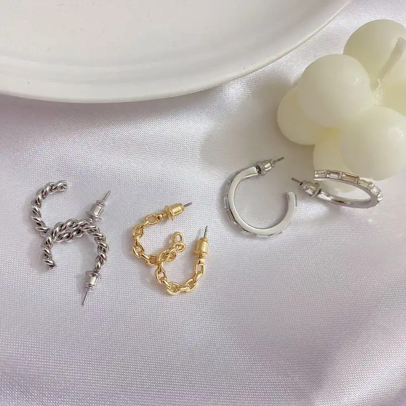 گوشواره زنانه مدل مارپیچ مجموعه 3 عددی