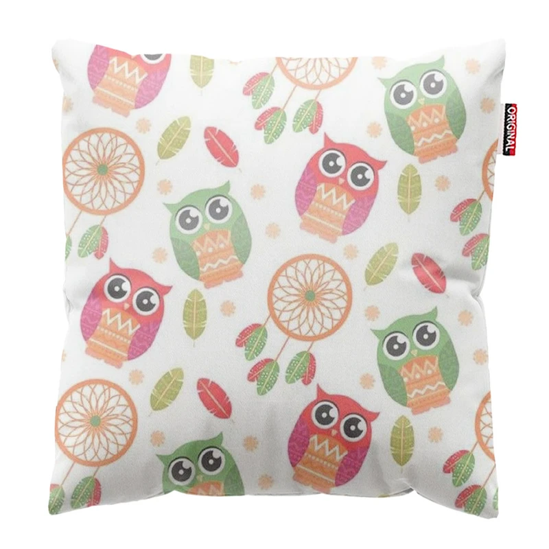 کوسن پاد آفرین طرح جغد کارتونی بچگانه کد 1925 سایز 30*30 سانتی متر