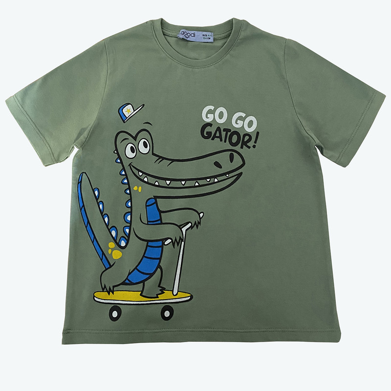تی شرت آستین کوتاه پسرانه مدل تمساح اسکیتی