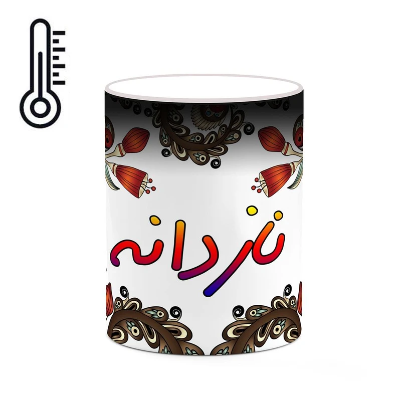 ماگ حرارتی کاکتی مدل اسم نازدانه طرح سنتی گل و بته کد mgh47923