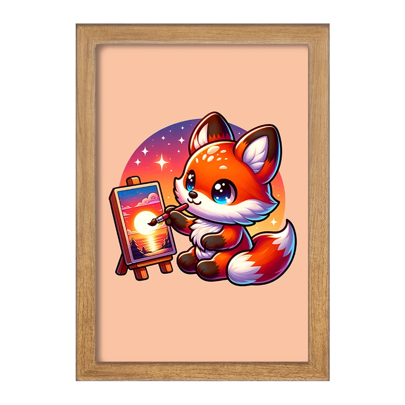 تابلو خندالو مدل روباه نقاش کد F7722