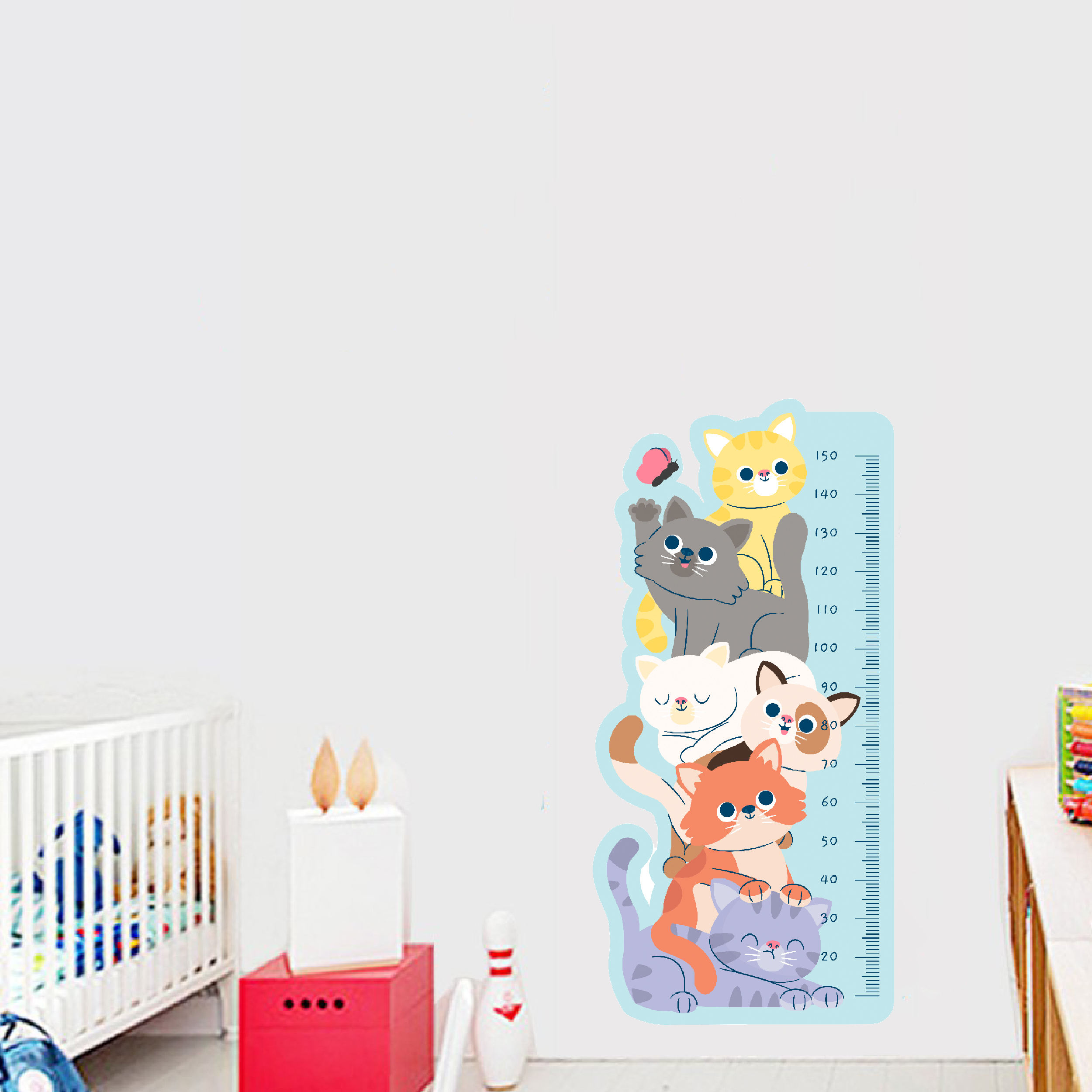 استیکر اندازه گیری قد کودک مدل گربه های بازیگوش