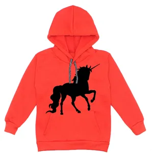 هودی دخترانه مدل اسب تکشاخ A46 رنگ قرمز