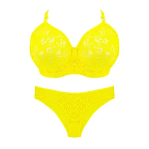 ست شورت و سوتین زنانه مدل دانتل 1002 رنگ زرد
