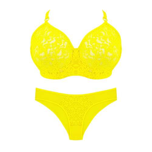 ست شورت و سوتین زنانه مدل دانتل 1002 رنگ زرد