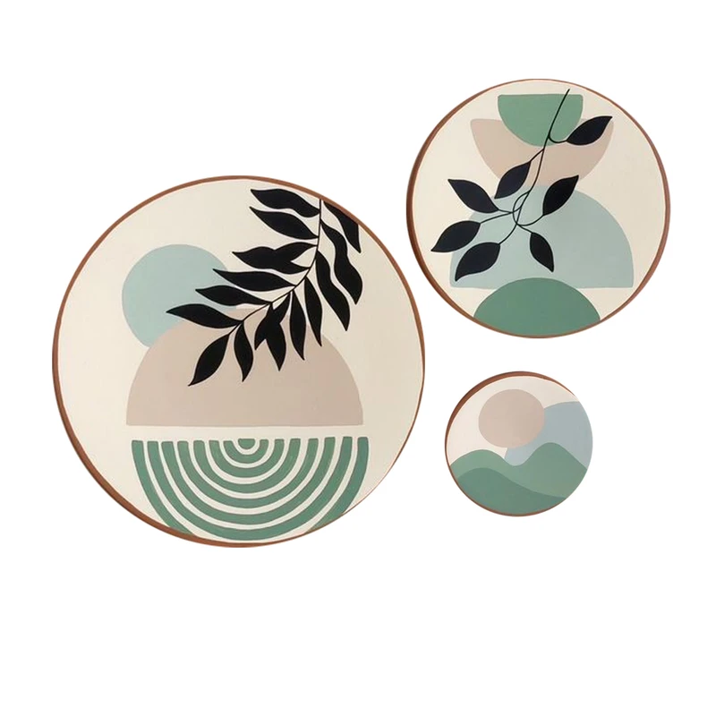 بشقاب دیوارکوب سفالی طرح مدرن مدل Y_32 مجموعه 3 عددی