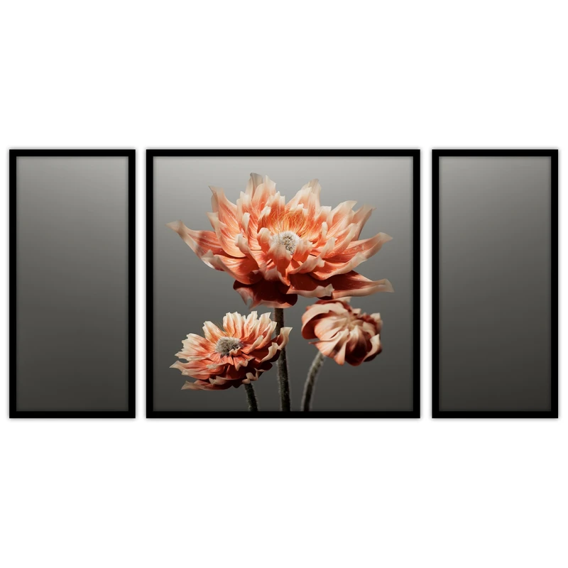 تابلو بکلیت طرح مینیمال و دکوراتیو گل مدل B-bu3352 مجموعه 3 عددی