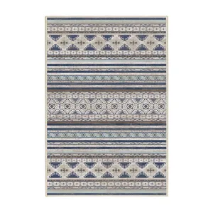 فرش ماشینی 1000 شانه اورکوم زمینه کرم حاشیه سرمه ای طرح مینیمال سورین کد OR.1125.04