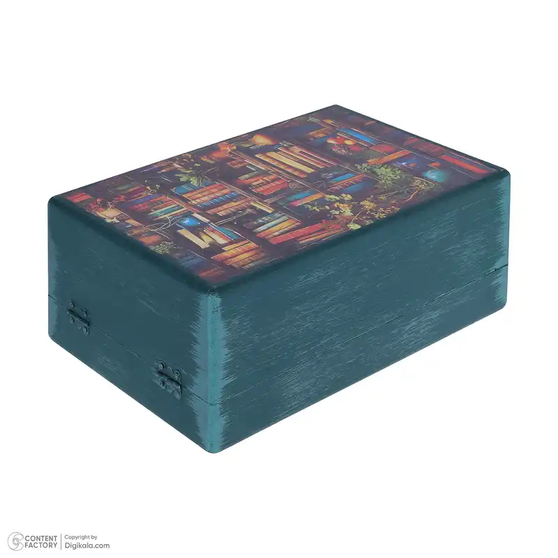 جعبه هدیه مدل چمدان چوبی طرح کتابخانه کهن کد WSM002