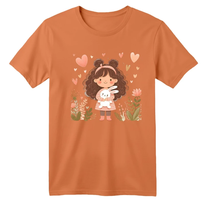 تی شرت آستین کوتاه بچگانه مدل دخترک کد 25 رنگ گلبهی