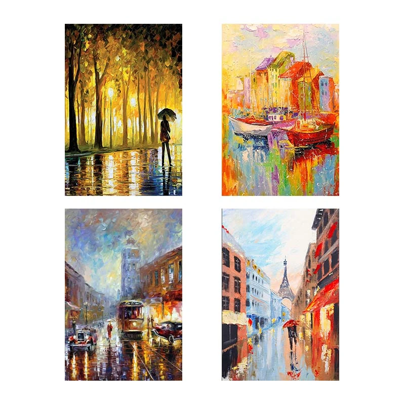 تابلو شاسي کارنيکا طرح نقاشی‌های آبرنگی کد 91626 مجموعه 4 عددی