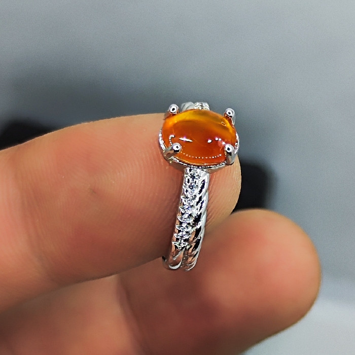 انگشتر نقره زنانه نقره جات بافندگان مدل عقیق یمانی کد 87