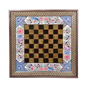   صفحه شطرنج خاتم کاری مدل گل و مرغ طرح اردیبهشت کد LS-50
