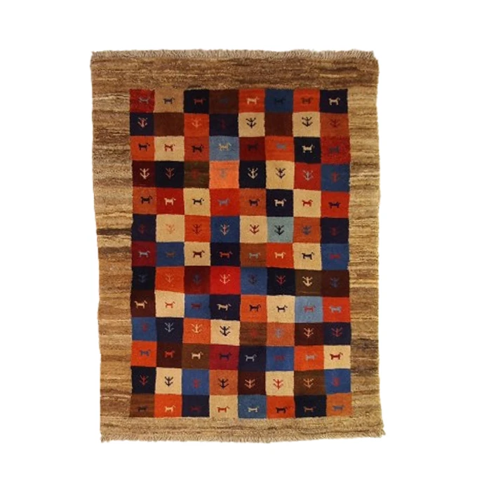 گبه فرش دستباف یک ونیم متری مدل بافت قشقای شیراز کد NKP.Z.N/34