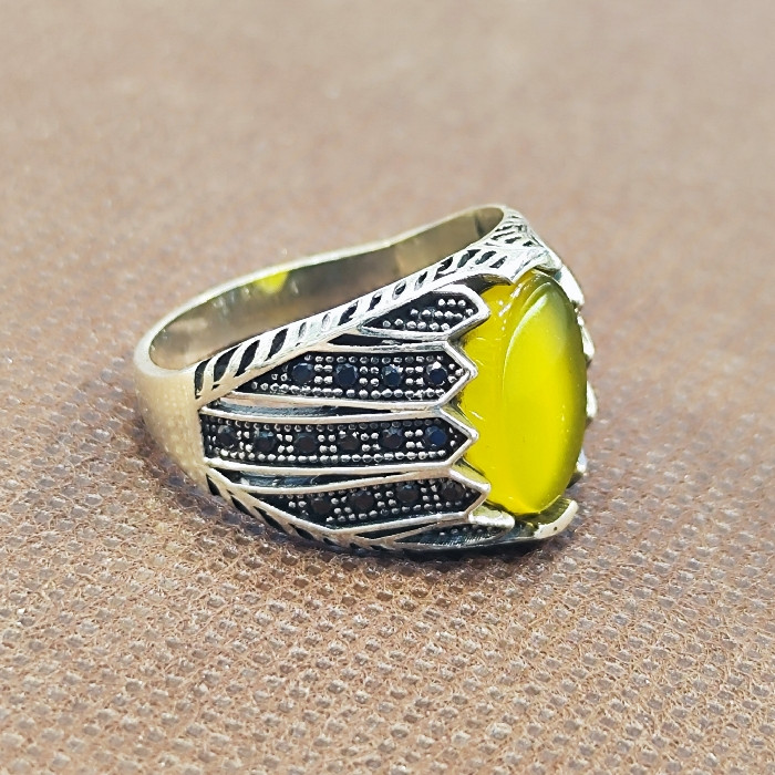 انگشتر نقره مردانه مدل سنگ عقیق کد 3421 انگشتر نقره مردانه مدل سنگ عقیق کد 3421