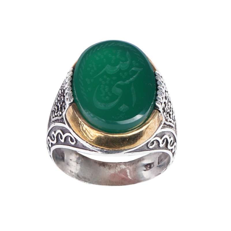 انگشتر نقره مردانه مدل عقیق حسبی الله