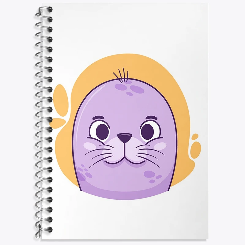 دفتر زبان 50 برگ خندالو مدل دو خط طرح شیر دریایی حیوانات بامزه کد 37156