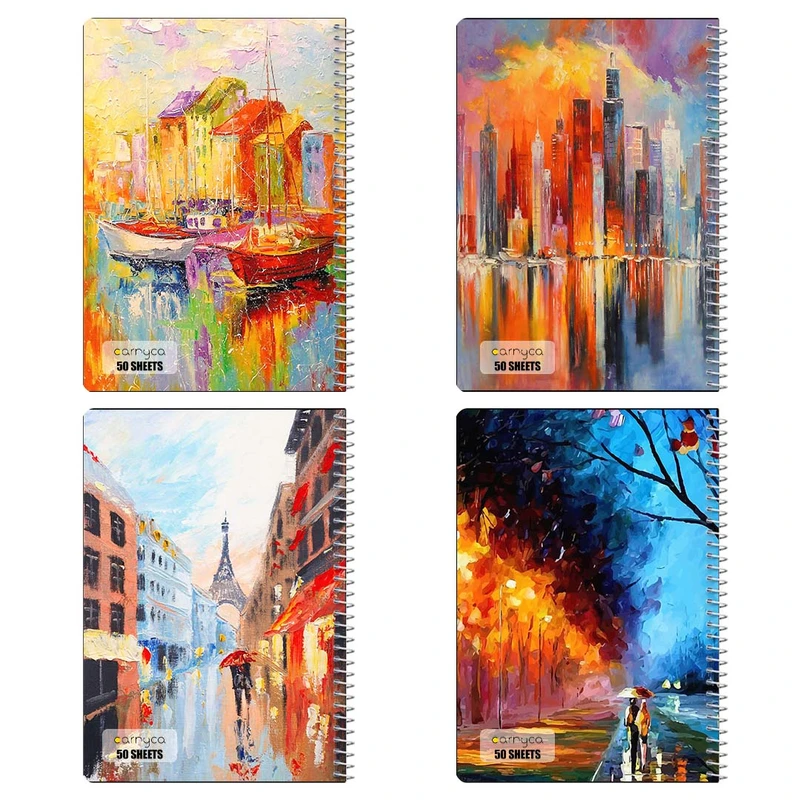 دفتر نقاشي 50 برگ کارنيکا طرح نقاشی‌های آبرنگی Watercolor Paintings کد 16194 مجموعه 4 عددی