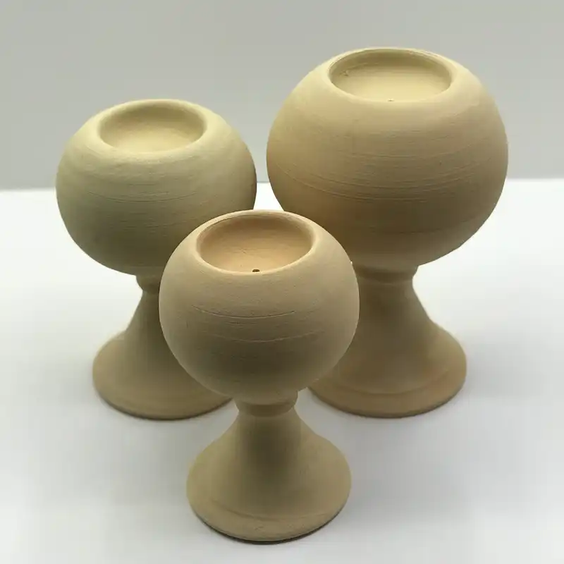 جاشمعی سفالی خام مدل پایه دار کد SH102 مجموعه سه عددی