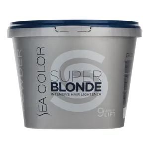پودر دکلره مدل super blonde وزن 2000 گرم با میزان روشن‌کنندگی پایه 7 تا 8 و رنگ آبی