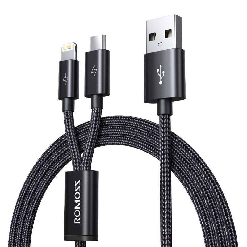 کابل تبدیل USB به Micro USB / لایتنینگ روموس مدل CB209 طول 1.5 متر