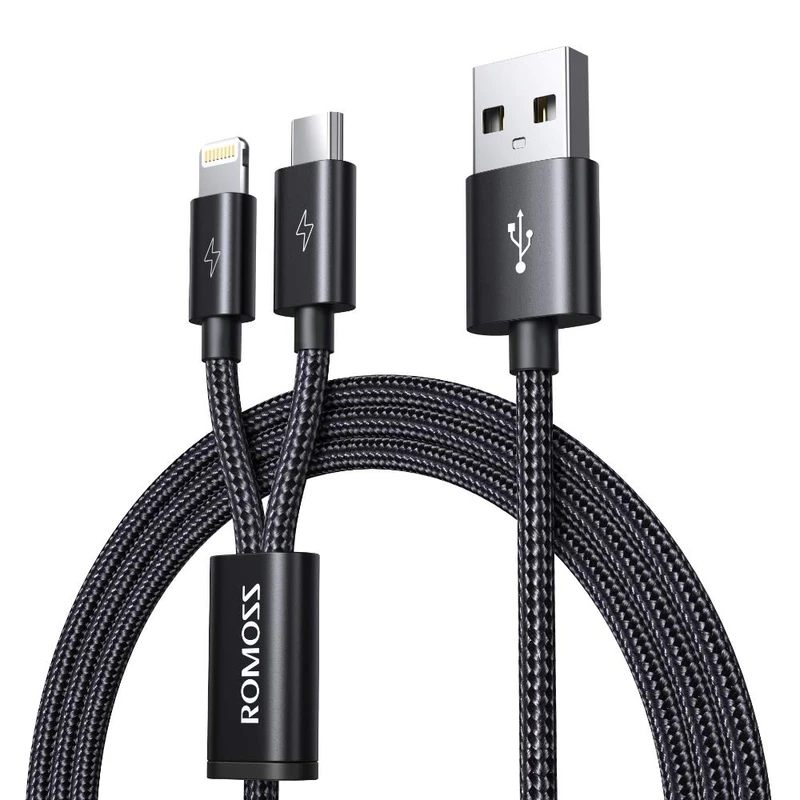 کابل تبدیل USB به Micro USB / لایتنینگ روموس مدل CB209 طول 1.5 متر